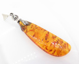 Vintage ZIV Baltic Cognac Included Amber & Ornate Sterling Silver Pendant 4.5g