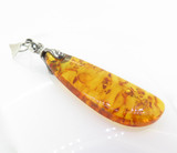 Vintage ZIV Baltic Cognac Included Amber & Ornate Sterling Silver Pendant 4.5g