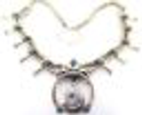 Vintage Native Indian Navajo Sterling Silver Squash Blossom & Sodalite Necklace