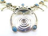 Vintage Native Indian Navajo Sterling Silver Squash Blossom & Sodalite Necklace