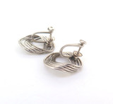 Sculptural Sterling Silver Oval Curb Link Non Pierced Earrings Screw On 5.6g