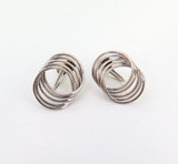 Sculptural Sterling Silver Oval Curb Link Non Pierced Earrings Screw On 5.6g