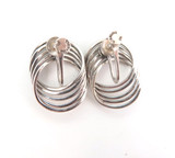 Sculptural Sterling Silver Oval Curb Link Non Pierced Earrings Screw On 5.6g