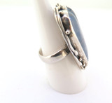 Handmade Lilac Chalcedony Agate Sterling Silver Stylised Heart Ring 16.7g