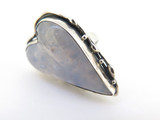 Handmade Lilac Chalcedony Agate Sterling Silver Stylised Heart Ring 16.7g