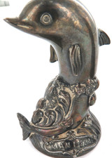 PAIR VINTAGE HEAVY SET JENNINGS BROS, USA DOLPHIN FLORIDA SALT & PEPPER SHAKERS.