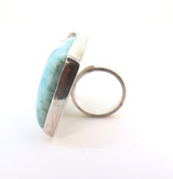 Blue Larimar Square Shaped Sterling Silver Ring with Tiny Starfish 43.4g