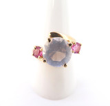 Gorgeous Soft Pink Kunzite & Vivid Pink Tourmaline 14ct Gold Ring Size R1/2