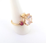 Gorgeous Soft Pink Kunzite & Vivid Pink Tourmaline 14ct Gold Ring Size R1/2