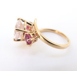 Gorgeous Soft Pink Kunzite & Vivid Pink Tourmaline 14ct Gold Ring Size R1/2