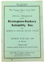 RARE 1949 UK BIRMINGHAM - BANBURY MOTORCYCLE RELIABILITY RUN OFFICIAL PROGRAMME.