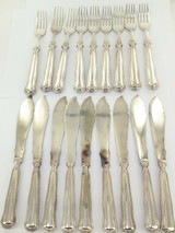 VINTAGE DANISH SILVERPLATE 18 PIECE SETTING FOR 9 FISH SET.