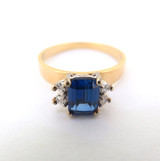 Handmade Vivid Blue Synthetic Sapphire & Diamond 18ct Gold Ring Val $2000
