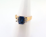 Handmade Vivid Blue Synthetic Sapphire & Diamond 18ct Gold Ring Val $2000