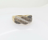 0.75ct Bead Set Diamond 14ct Yellow Gold Ladies Crossover Ring Size N Val $4200