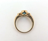 Sparkling Faceted Topaz & CZ Trilogy 9ct Yellow Gold Dress Ring Size O1/2 3.7g