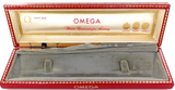 RARE OLD STYLE OBSOLETE OMEGA LADIES WATCH DISPLAY BOX with PRINTED INTERIOR.