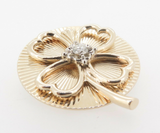 Handmade 14ct Gold 0.12ct H VS Diamond set Four Leaf Clover Brooch Val $2380