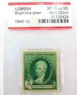 US STAMP #884 1940 1c BRIGHT BLUE GREEN PSE GRADED XF-SUP 95 MINT OGnh