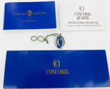 VINTAGE CONCORD QUARTZ WATCH MANUALS + TAG + WARRANTY. ALL UNSIGNED.