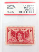 US STAMP #962 1948 3c ROSE PINK PSE GRADED XF-SUP 95 MINT OGnh
