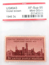 US STAMP #943 1946 3c VIOLET BROWN PSE GRADED XF-SUP 95 MINT OGnh