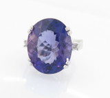 Large Amethyst Handmade 14ct White Gold Ladies Dress Ring Size L Val $3870