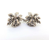 Candy Stripe Holly Brooch & Silver Tone Festive Bell Brooch Earring Set 40g