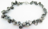 A Quality 11mm-16mm Tahitian Keshi Pearl Necklace 14K Diamond Clasp Val $8735