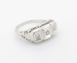 14K White Gold Antique Style Ladies Diamond Set Ring Size K1/2 Val $2380