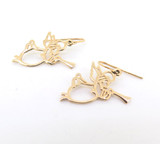 Vintage Gold Tone Angel Blowing Trumpet Brooch & Earring Set + Tree Decoration