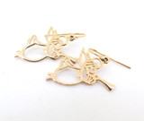 Vintage Gold Tone Angel Blowing Trumpet Brooch & Earring Set + Tree Decoration