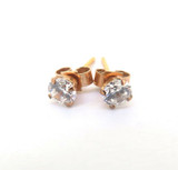 Tiny Faceted Cubic Zirconia 3.9mm 9ct Yellow Gold Stud Earrings 0.63g