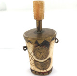 1800s SUPERB / LARGISH BONE & BRASS INLAY OPIUM FLASK / POT.