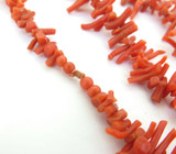 Handmade Vintage Deep Orange Branch Coral Graduating Necklace 72cm