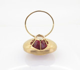 Vivid Cherry Pink Tourmaline & Diamond 9ct Yellow Gold Ring Size M Val $16950