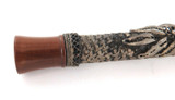 SUPERB QUALITY 1900s ORIENTAL PIPE. AMBER, FILIGREE WOVEN SILVER & POLISHED WOOD