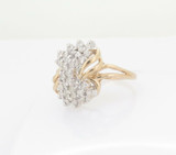 1.00ct Brilliant Cut Diamond Cluster 14K Gold Ring Size R Val $3200