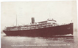 SCARCE 1928 "S.S. ALLEGHANY" MERCHANTS & MINERS TRANSPORTATION Co. POSTCARD.