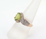Beautiful Sterling Silver Gold Plated Faceted Peridot 2.88 ct. Halo Ring 3.8g