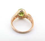 Beautiful Sterling Silver Gold Plated Faceted Peridot 2.88 ct. Halo Ring 3.8g