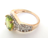 Beautiful Sterling Silver Gold Plated Faceted Peridot 2.88 ct. Halo Ring 3.8g