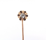 Stunning Antique Pretty 0.07 Diamond & 10ct Rose & Yellow Gold Stick Pin 1.5g