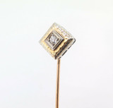 Antique 18ct Yellow & White Gold Ornate Design Stick Pin with Diamond 1.6g