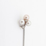 Rare Antique Handmade Platinum Pearl & Diamond Stick Pin Val $1600