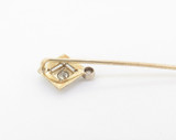 Antique Edwardian Handmade 14K Yellow Gold Diamond Set Stick Pin Val $2020