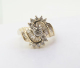 A Ladies 14K Yellow Gold 0.98ct Diamond Cluster Ring Size O Val $3630