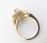 A Ladies 14K Yellow Gold 0.98ct Diamond Cluster Ring Size O Val $3630