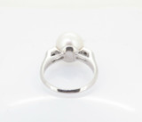 Vintage Handmade 10.6mm Cultured Pearl Diamond Platinum Ring Size L1/2 Val $3890