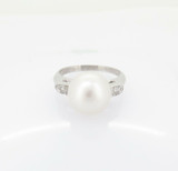 Vintage Handmade 10.6mm Cultured Pearl Diamond Platinum Ring Size L1/2 Val $3890